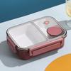 850ml 304 Stainless Steel Insulated Large Capacity Portable Divided Sealing Bento Lunch Box With Sauce Box School Office Camping