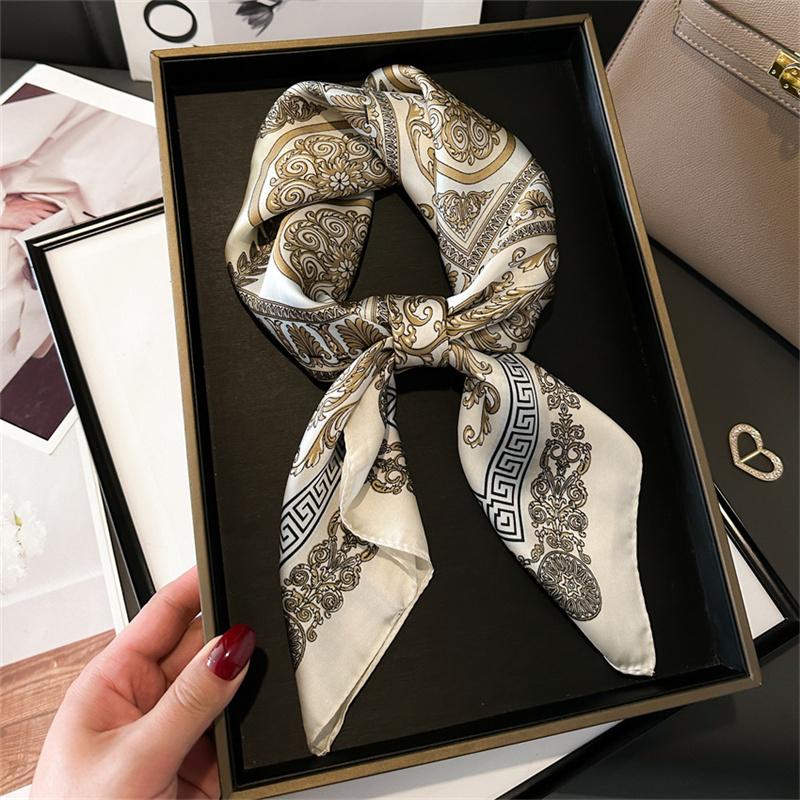 Luxury Brand Print Summer Neck Tie Shawl Silk Square Scarf Women 70cm Hair Hand Wrist Headkercheif Hijab Bandana