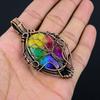 Древо жизни Радужный солнечный кварц драгоценный камень медная проволока обертывание ручной работы кулон ювелирные изделия подарок для женщины