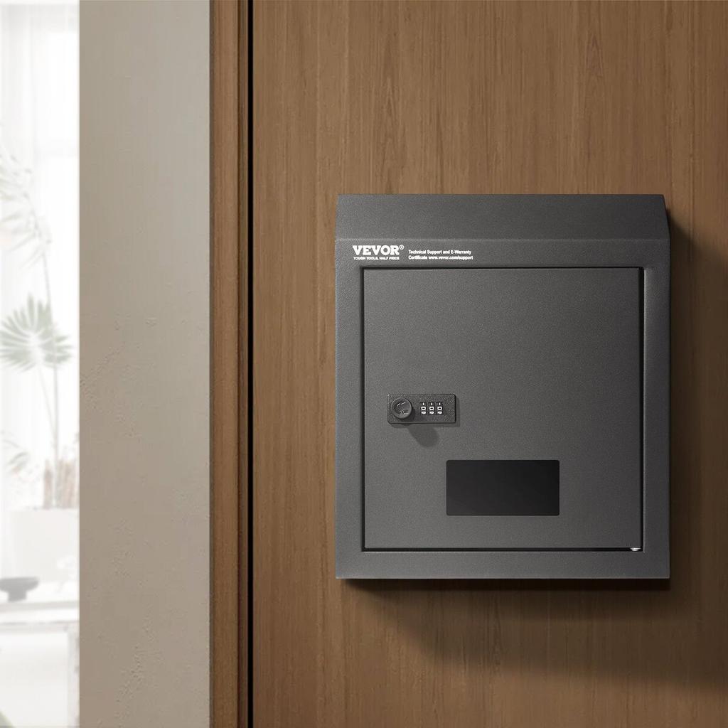 Through The Door Key Drop Box Mailbox with Combination Lock Black