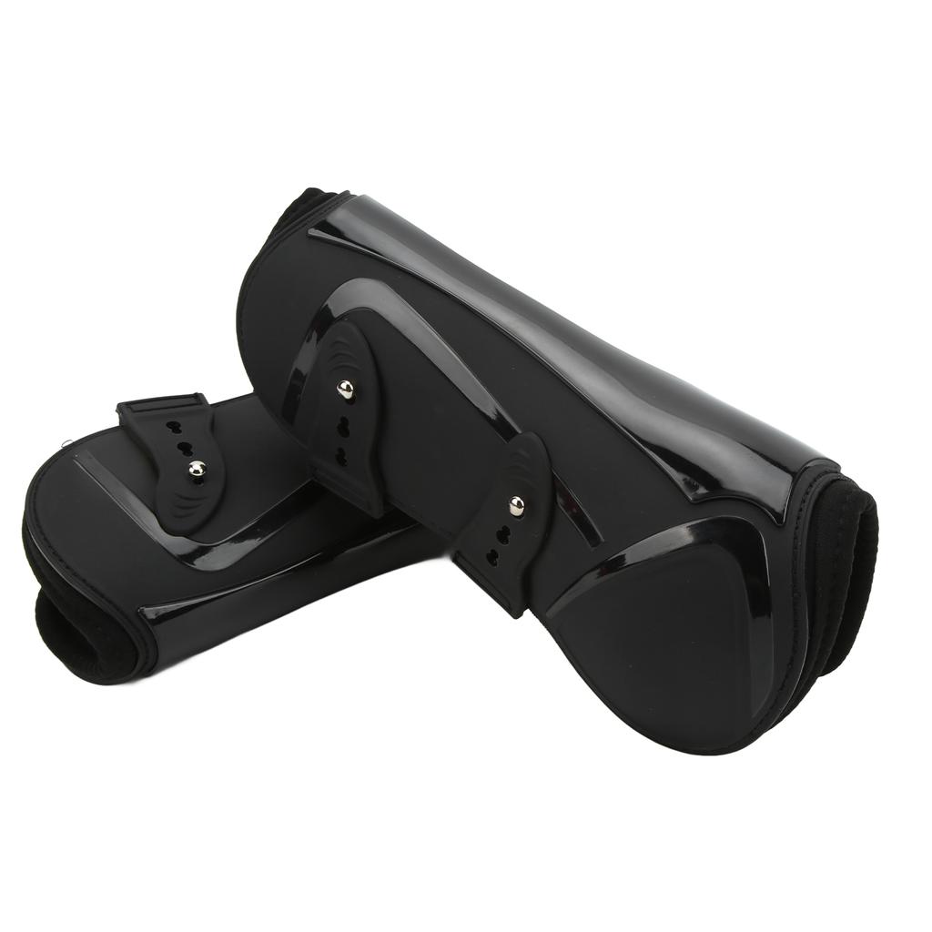 Horse Leg Boots PU Shell Elastic Neoprene Secure Horse Leg Guard for Tendon Blood VesselsBlack Front Legs M