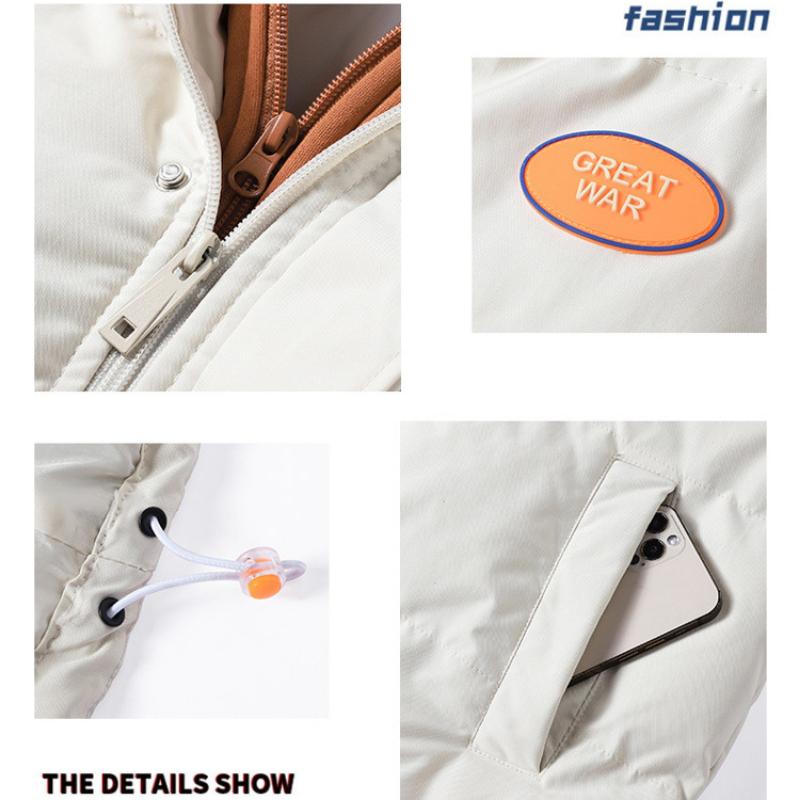 Autumn and Winter New Color Matching Men's Cotton Coat Korean Style Trendy All-match Jacket Thickened Men's Cold-proof Hooded