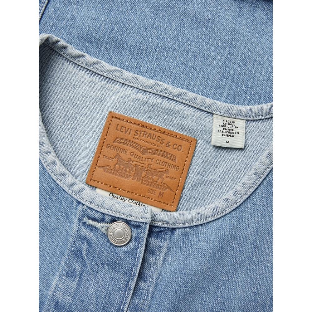 Levis Цветной блок Удобная Повседневная Куртка из Денима с Коротким Рукавом и Круглым Вырезом Женские куртки 0052H-0000