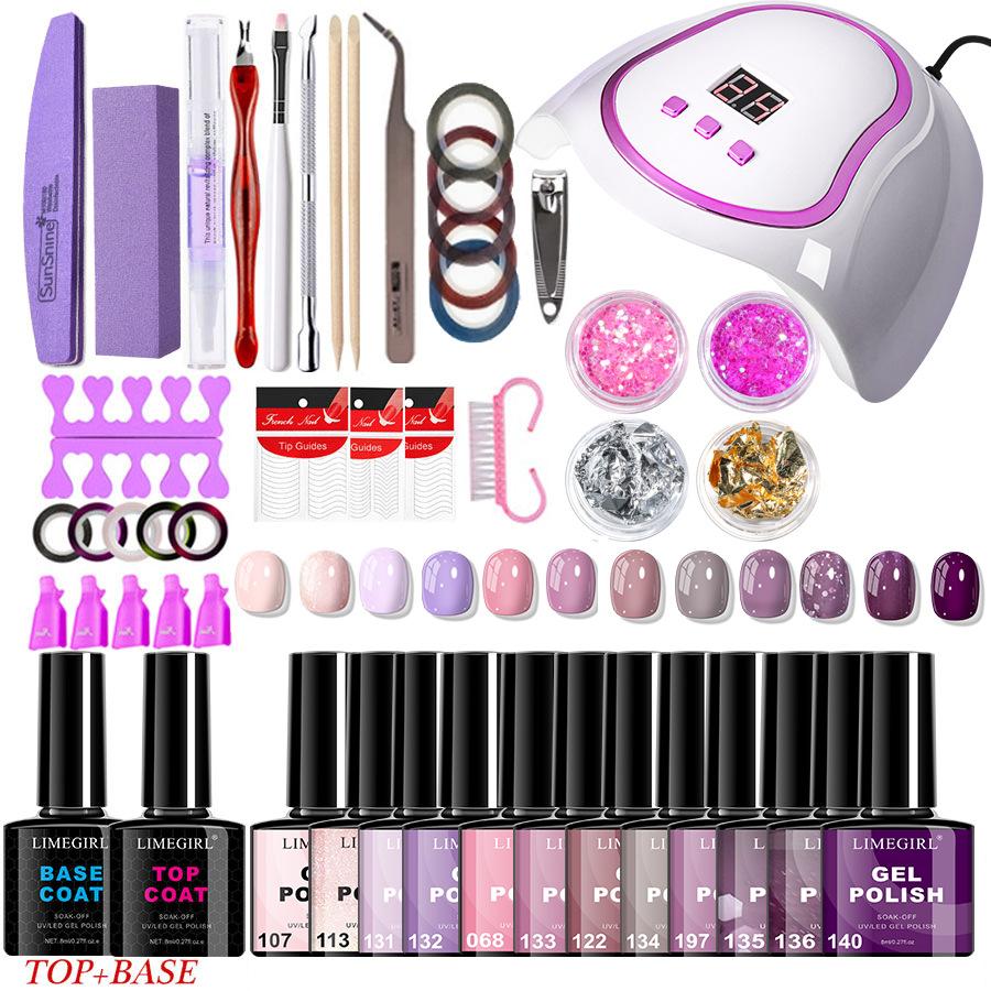 12 Colors Gel Nail Polish Kit with LED Lamp, Nail File, French Tips & Nail Art Decorations, Complete Starter Set