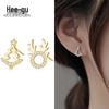 Higu E1446 E1447 Серебро S925 Асимметричные Рождественские Алмазные Серьги-Гвоздики для Женщин