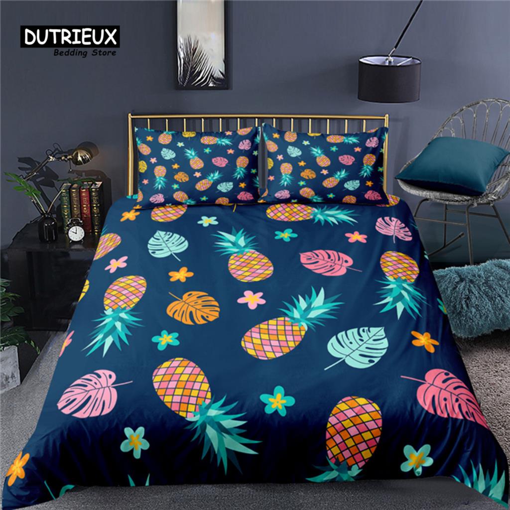 Luxury 3D Pineapple Print Home Living Comfortable Duvet Cover Pillowcase Kid Bedding Set Queen and King EU/US/AU/UK Size