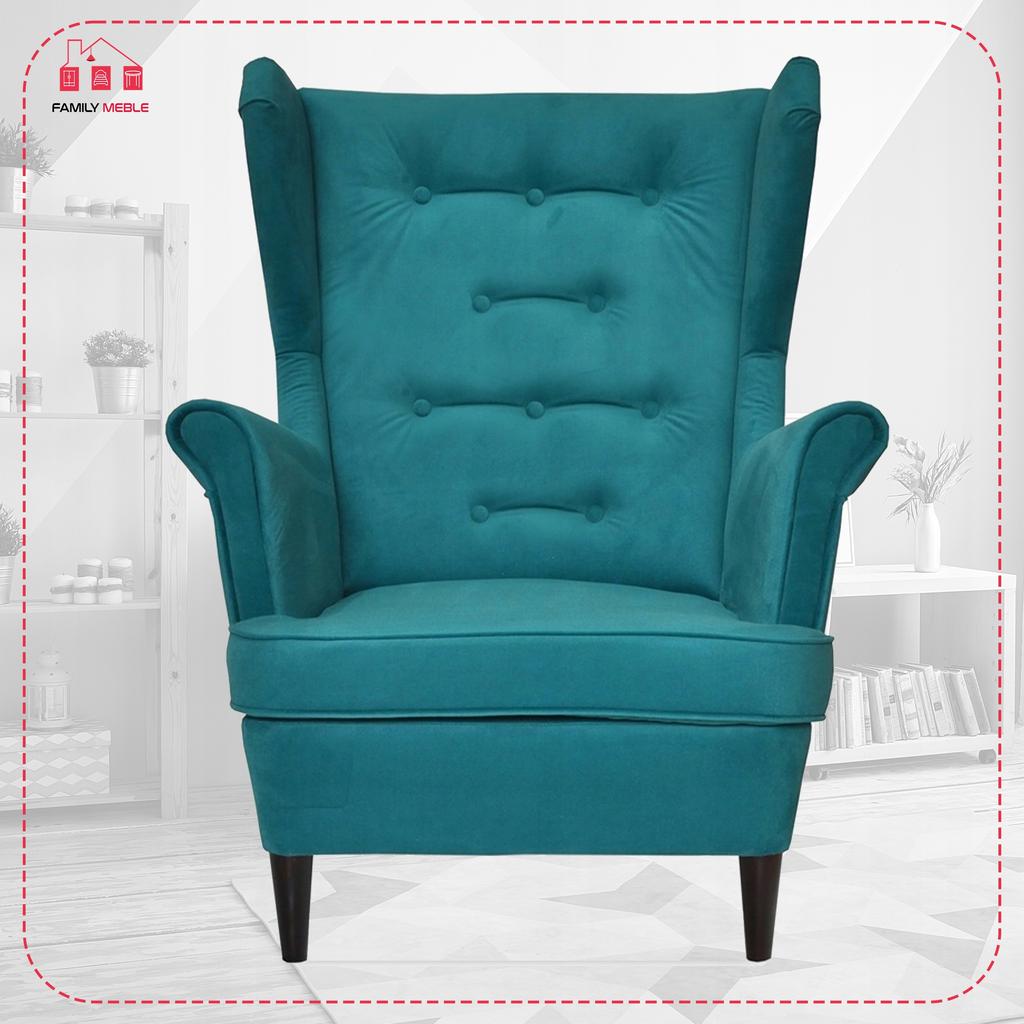 Diana Scandinavian Family Furniture Wing Chair Turquoise Dark Blue