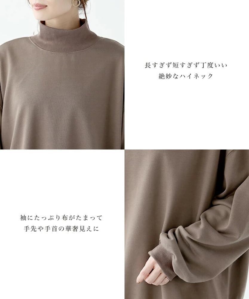 TASOGARA High Loose Stylish Solid Layered Women's Fleece-Lined Hoodie, Neck, Fit, Sweatshirt, Color, Look, Warm, Casual, Figure-Flattering,