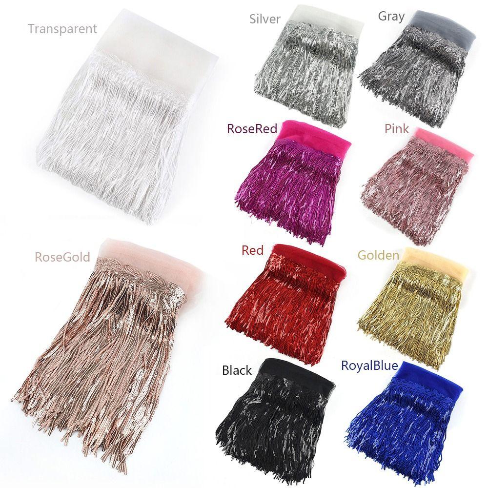 10Yards Dance Trim Clothing Sequin Tassel Lace Decoration Material DIY Handmade 20cm