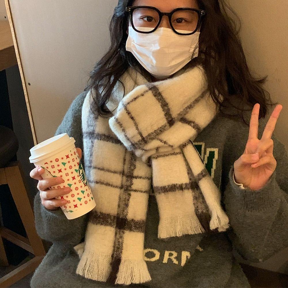 Winter Plaid Scarf Warm Long Pashmina Fashion Cashmere Scarves  Women