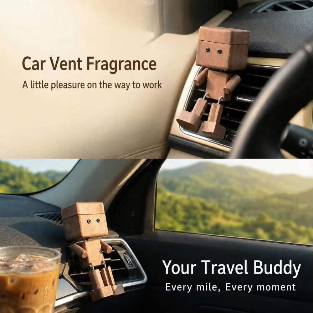 Creative Mini Wooden Man Perfume Holder Ornament Car Aromatherapy Diffuser Home Decoration
