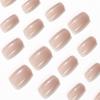 24pcs Manicure Fine Glitter Press On Nails DIY Nude Pearlescent False Nails Short Square French