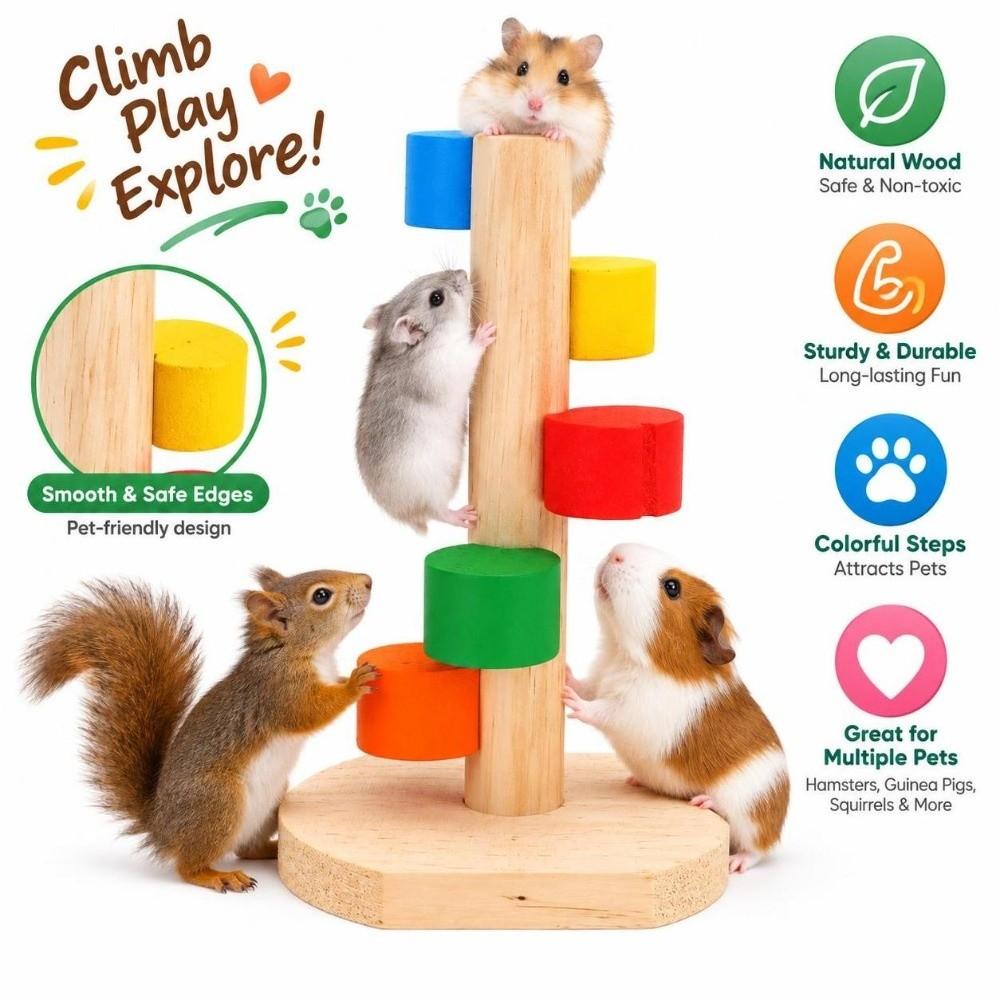 Colorful Pet Climbing Ladder Wood Hamster Training Toy Cute Small Animal Toy  Guinea Pigs