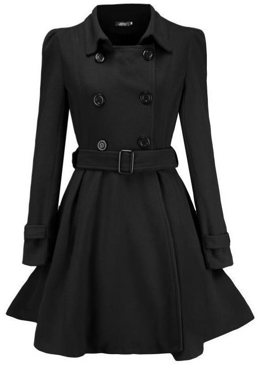 Европейское и американское приталенное шерстяное тренч-пальто с оборками и пряжкой на ремне - Женский осенне-зимний стиль