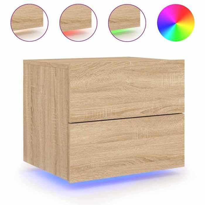 Table de chevet murale - Maison Exclusive - LED RVB intégrées - Chêne Sonoma - 50x39x41 cm