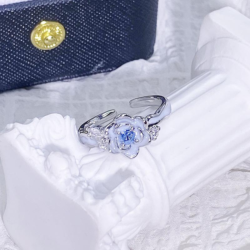Синее эмалевое кольцо с цветком-каплей масла, бантом и звездой, женское нишевое кольцо высокого класса, легкая роскошь