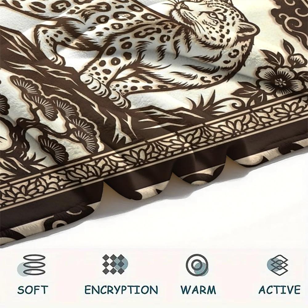 Snow Leopard Animal Print Flannel Blanket, High quality Comfortable for All Seasons, Home Decor, Warmth and Comfort, Perfect for Christmas Gifts115