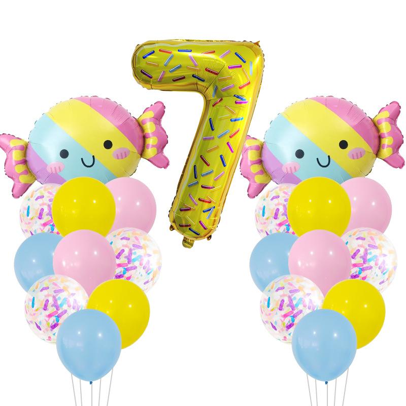 Набор цифровых шаров из конфетной алюминиевой пленки, украшение сцены для детского дня рождения, фон для оформления детского праздника