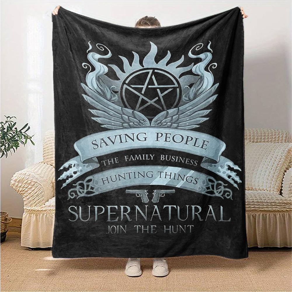 1 шт. SUPERNATURAL ПРИСОЕДИНЯЙСЯ К ОХОТЕ Мягкий фланелевый плед для любого сезона для дома, офиса, использования на улице Прочный комфорт Мягкий теплый плед для дома
