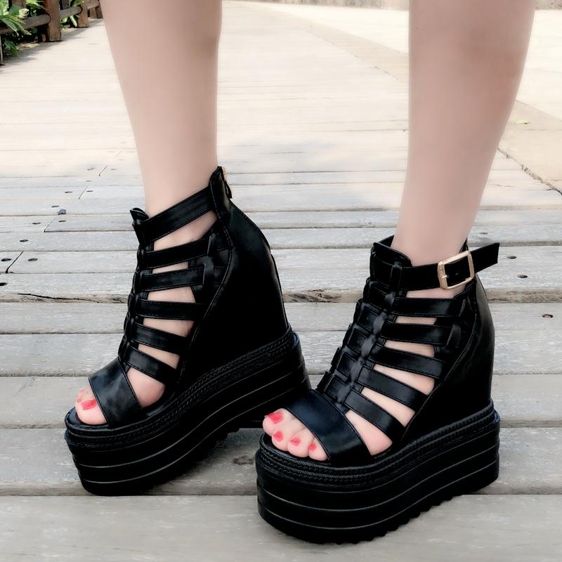 Fashion 15CM Women's Fish Mouth Wedge Sandals Thick Platform High-heeled Shoes Wedges Shoes for Women  High Heels