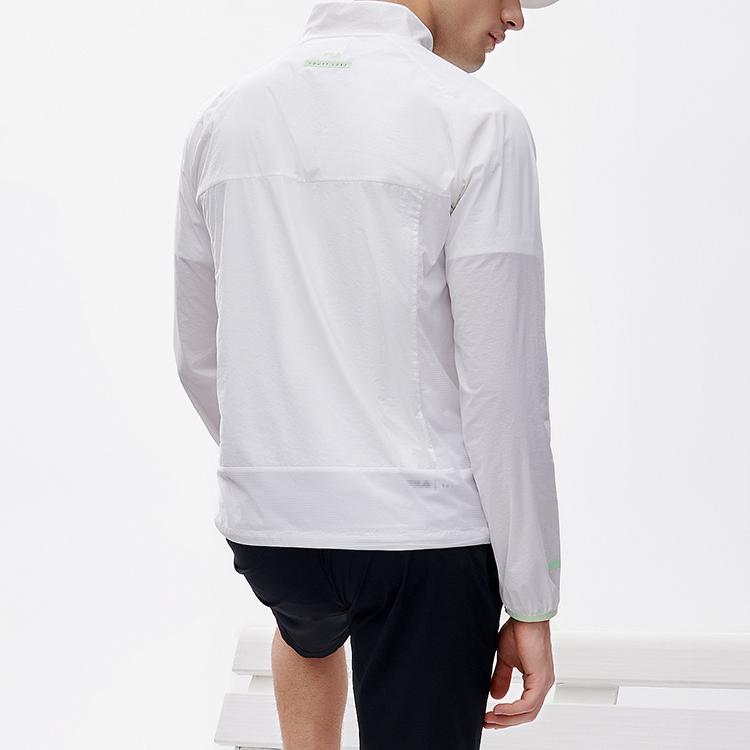 Fila Спортивная куртка с принтом логотипа, дышащая, однотонная, спортивно-повседневная, тканая, мужская куртка, нефритово-белая, A11M223703F-WT