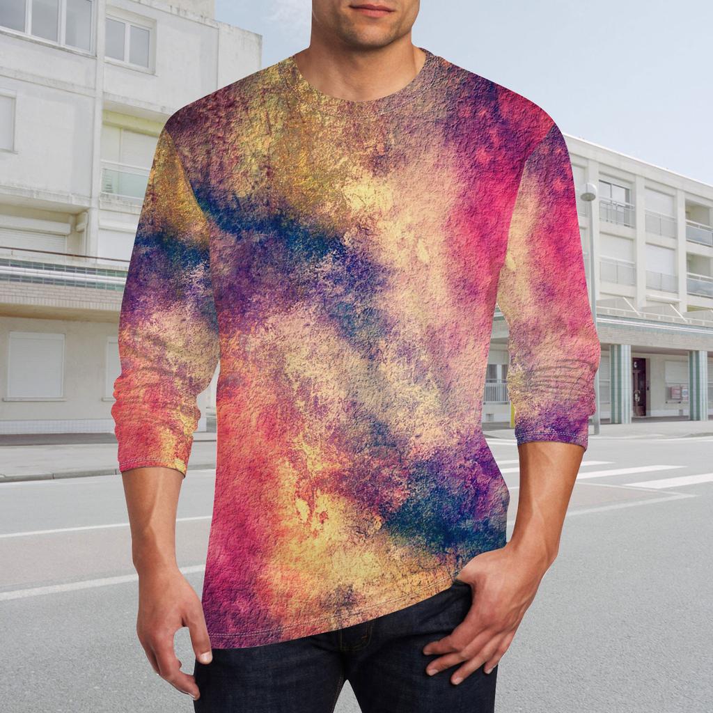 Муж. Футболка Круглый вырез Одежда Одежда На открытом воздухе Длинный рукав С принтом Модельер Винтаж