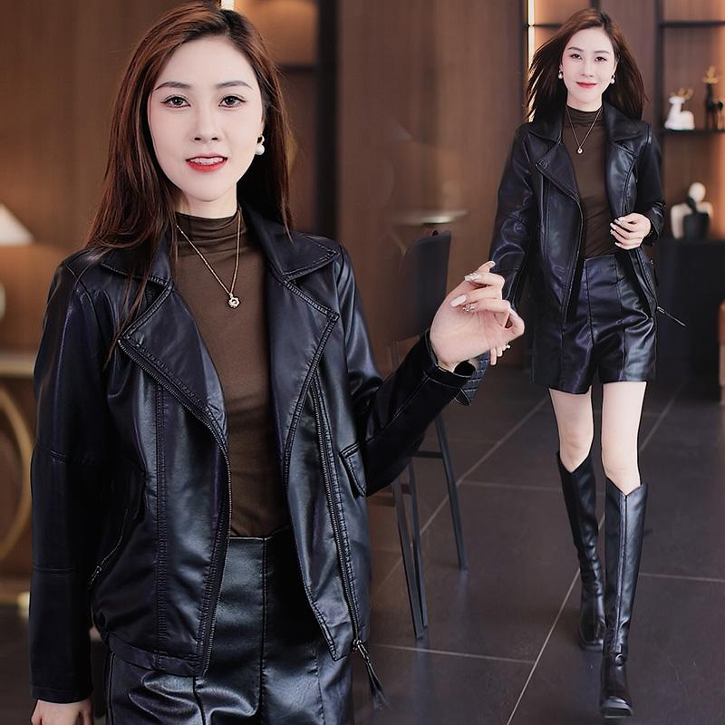 Кожаное женское пальто на весну и осень, новая корейская версия мотоциклетного костюма, утягивающая и универсальная короткая кожаная куртка, модный топ