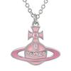 VIVIENNE WESTWOOD Кончетта Розовый Глазурованный Кулон Сатурна Латунь Эмаль Кристалл Металл Ожерелье Женское ожерелье Серебро 630203F0-02P524