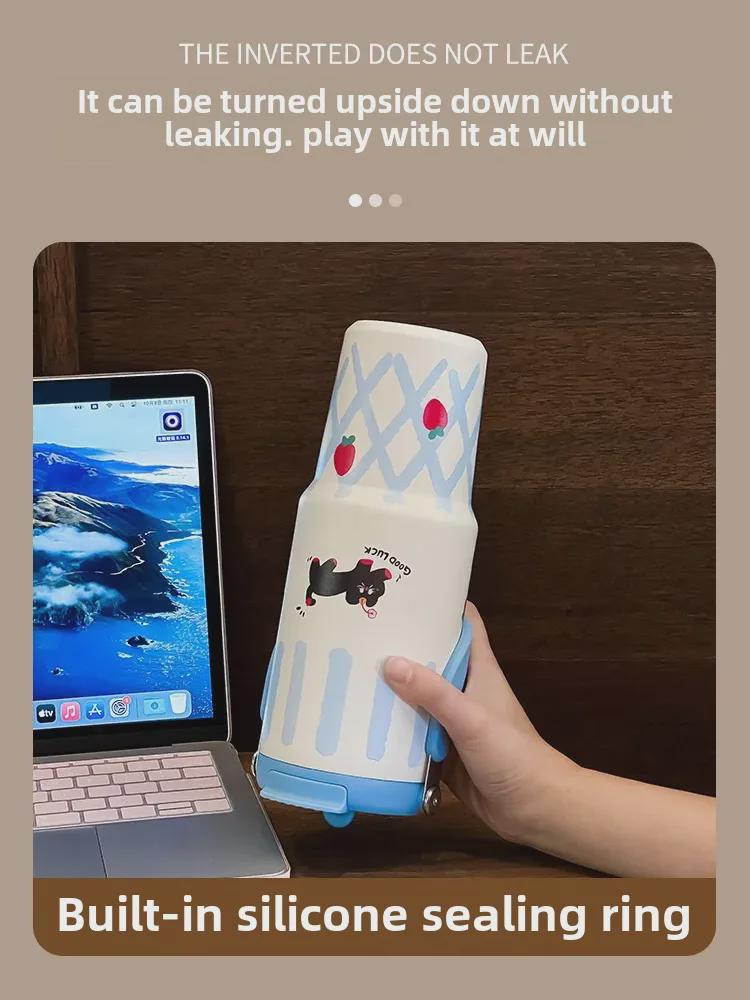 Термос с трубочкой и большой емкостью 2024 для девочек — стильная дорожная и гигантская ледяная чашка