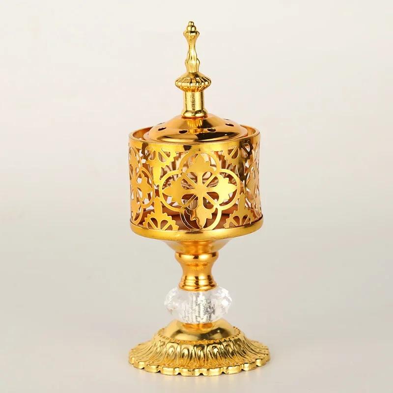 Creative Golden Metal Arabic Style Hollow Tower Incense Burner Incense Burner Craft Ornament Home Hotel Decoration