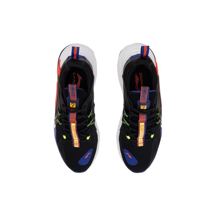 Li Ning Spark Амортизация Скользкие Устойчивые к истиранию Низкие Спортивные Повседневные Кроссовки Мужские Черно-синие AGLQ057-4