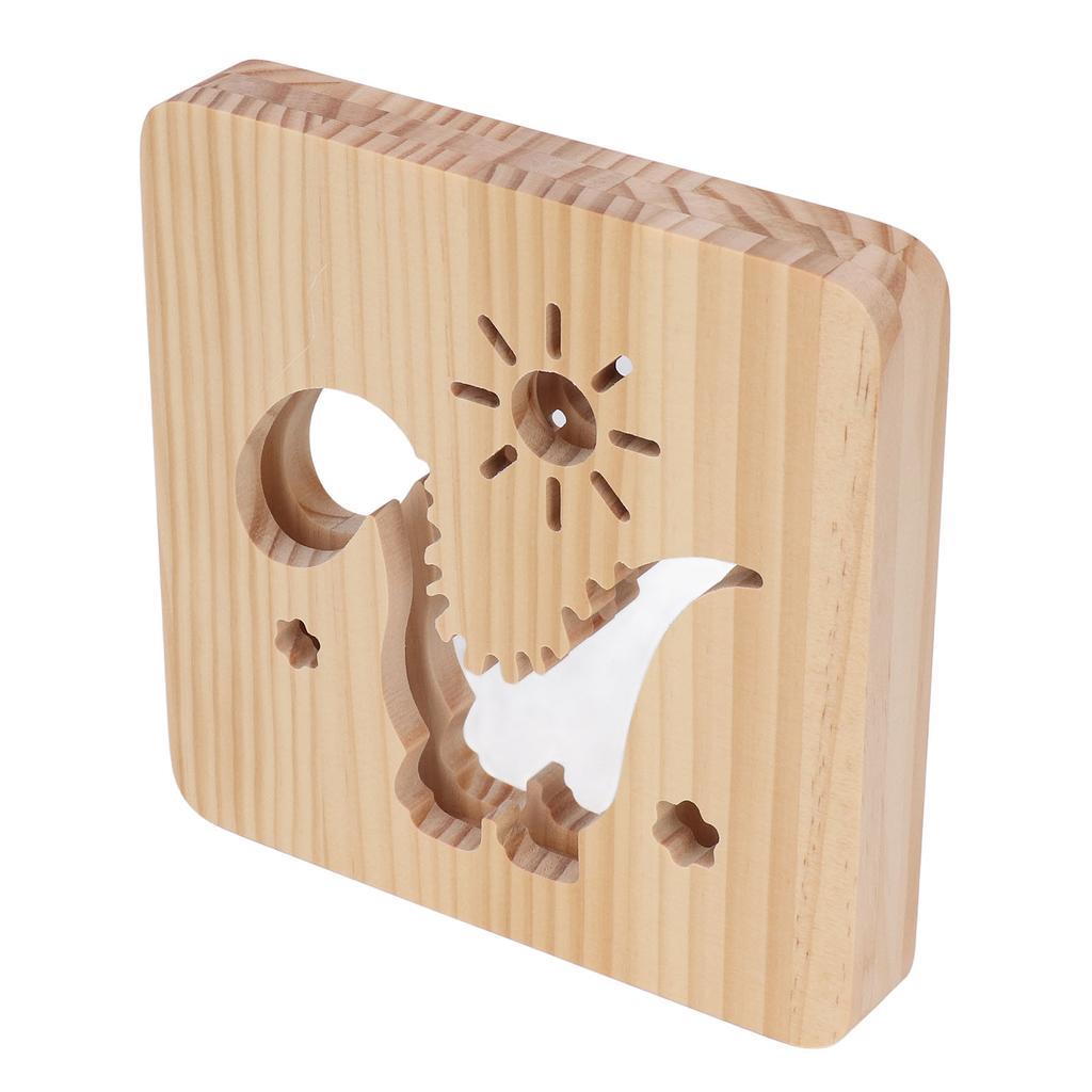 Лампа с резьбой по дереву с рисунком динозавра, теплый белый свет, питание от USB, 3D-деревянная лампа из сосны, ночник