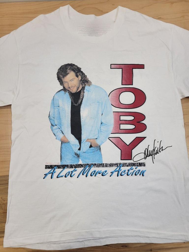 Vintage Toby Keith A Lot More Action Cotton White S-5XL Unisex Shirt