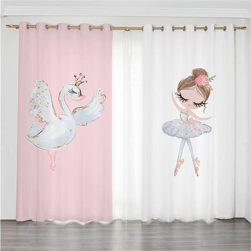 Charming Pink Star Moon Ballet Dancing Girl Digital Drape for Livingroom Space Bedchamber Princess Children ' s Space HouseholdDecoration
