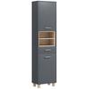Bathroom Storage Cabinet with 2 Cupboards, Drawer, Open Compartments, Grey