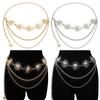 Ladies Hip Hop Metal Punk Waist Chain Dress Cummerbands Womans Layered Belt Sun Waistband