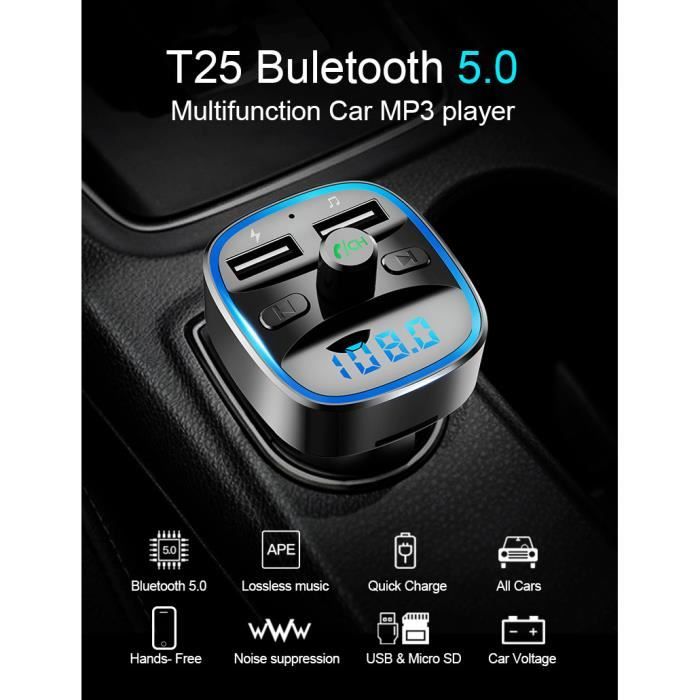 FM-передатчик Bluetooth - PRUMYA - T25 - Черный - Встроенный микрофон - Беспроводной