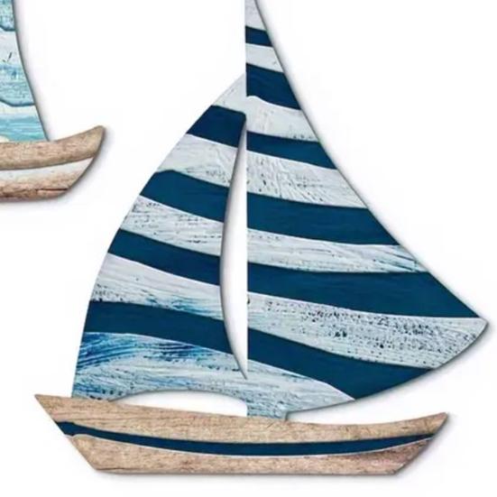 3Pcs/Set Wooden Sailing Boat Wall Decoration Farmhouse Rustic Sailboat Wall Art Home Bedroom Living Room Bathroom Wall Decorative Sign