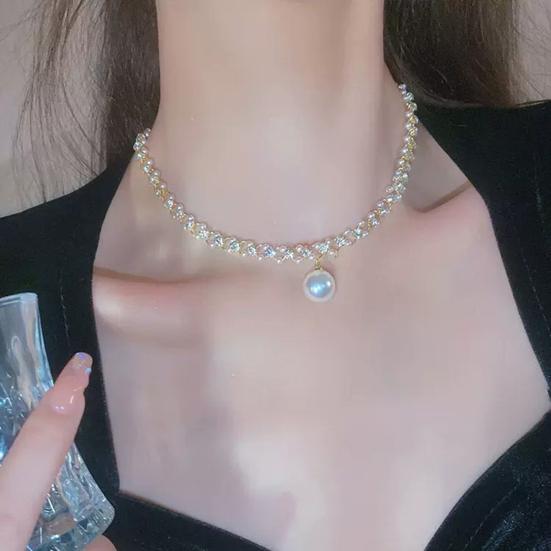 Женское колье-колье из искусственного жемчуга, короткие регулируемые удлиненные, роскошные полированные женские украшения на шею, ювелирные изделия, женский кулон для выпускного вечера