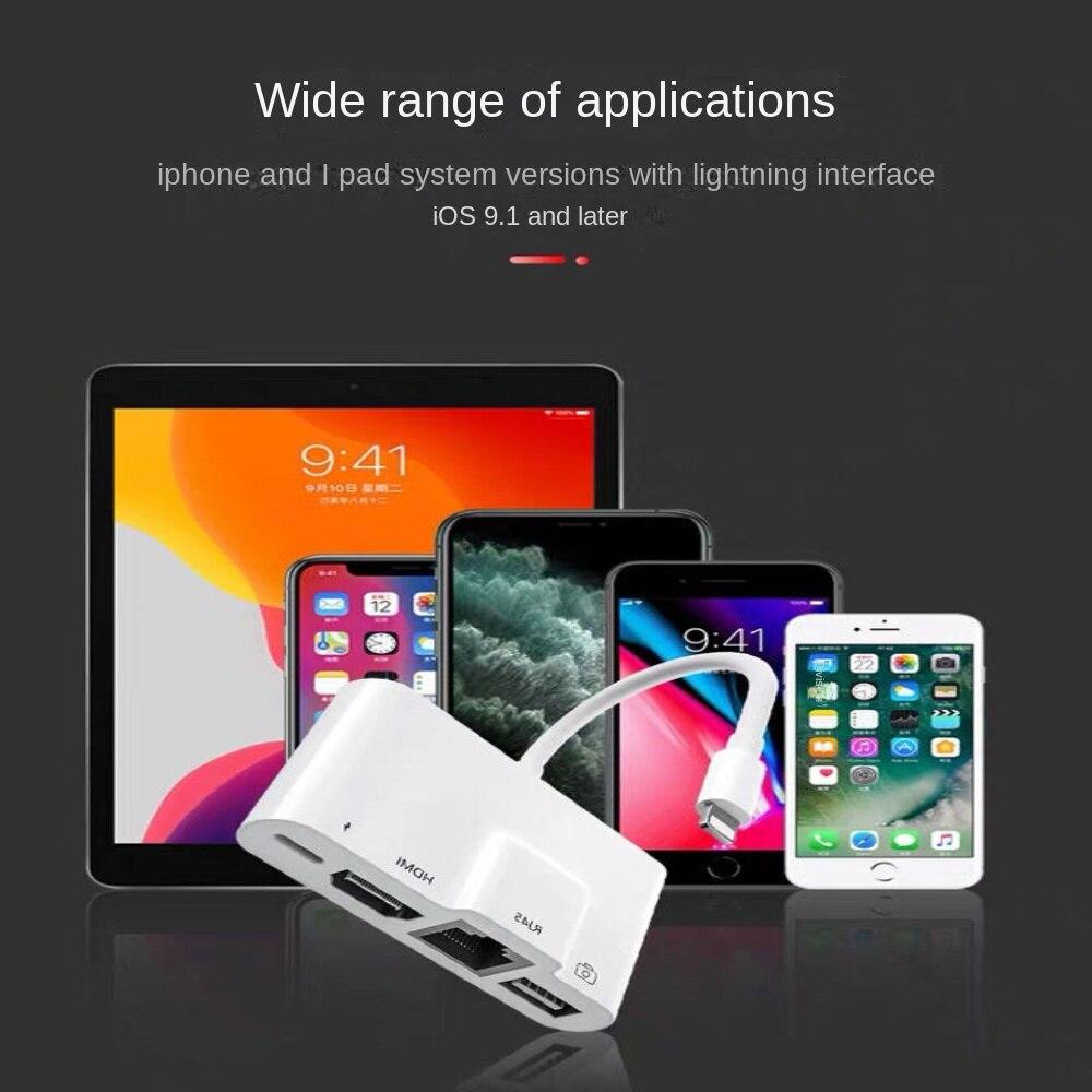 Конвертер сетевого кабеля мобильного телефона Apple, подключение Ipai к адаптеру Ethernet, подключение iPhone к ТВ-проекции с одним и тем же экраном