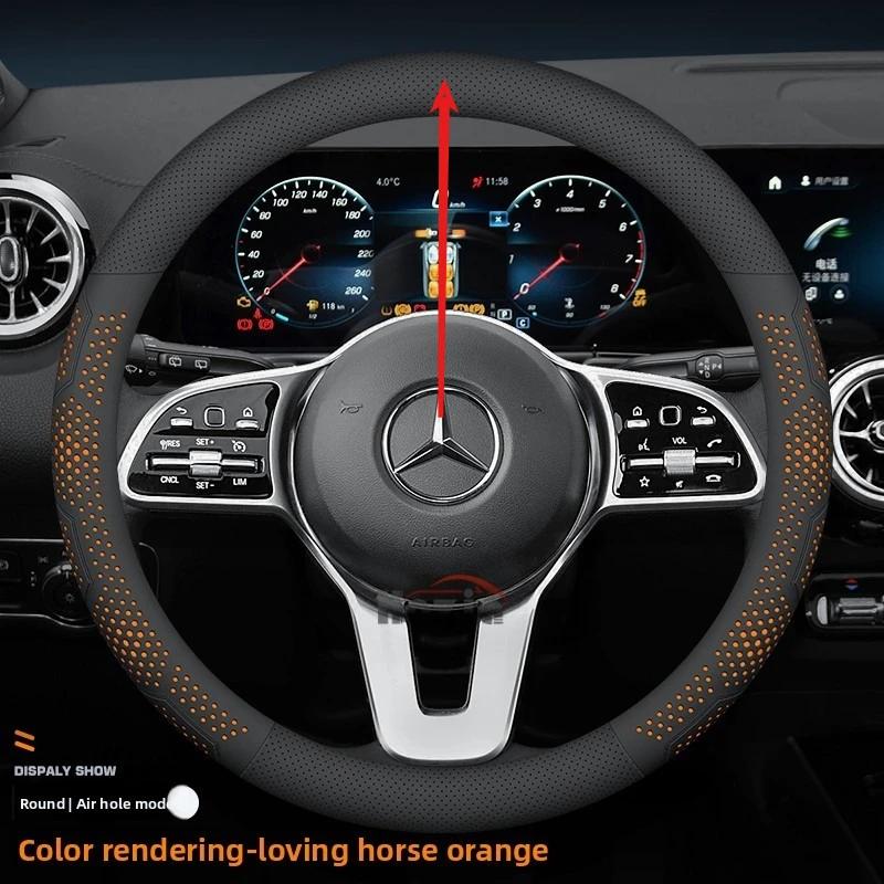 Кожаная накладка на руль автомобиля для Mercedes-Benz A-class CLE-class G350 C220 C-class GLB W124 W203 W447 W212 W210 W221 W213 mo00