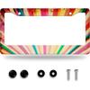 Cherry Blossom License Plate Frame Beautiful Flowers Pink License Plate Stainless Steel Funny License Plate Holder Floral Car Accessories Decoration