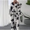 Women's 2025 New Loose Large Size Irregular Casual Printed Shirt Wide-leg Pants Two-piece Suit
