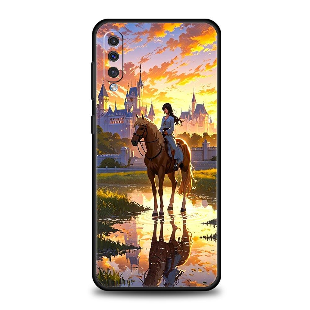 Чехол для телефона Samsung A56 A36 A26 A54 A52 A24 A14 A50 A70 A40 A20E A06 A12 A22 A34 A42 A32 5G A04s A16 Обложка Верховая езда Лошадь