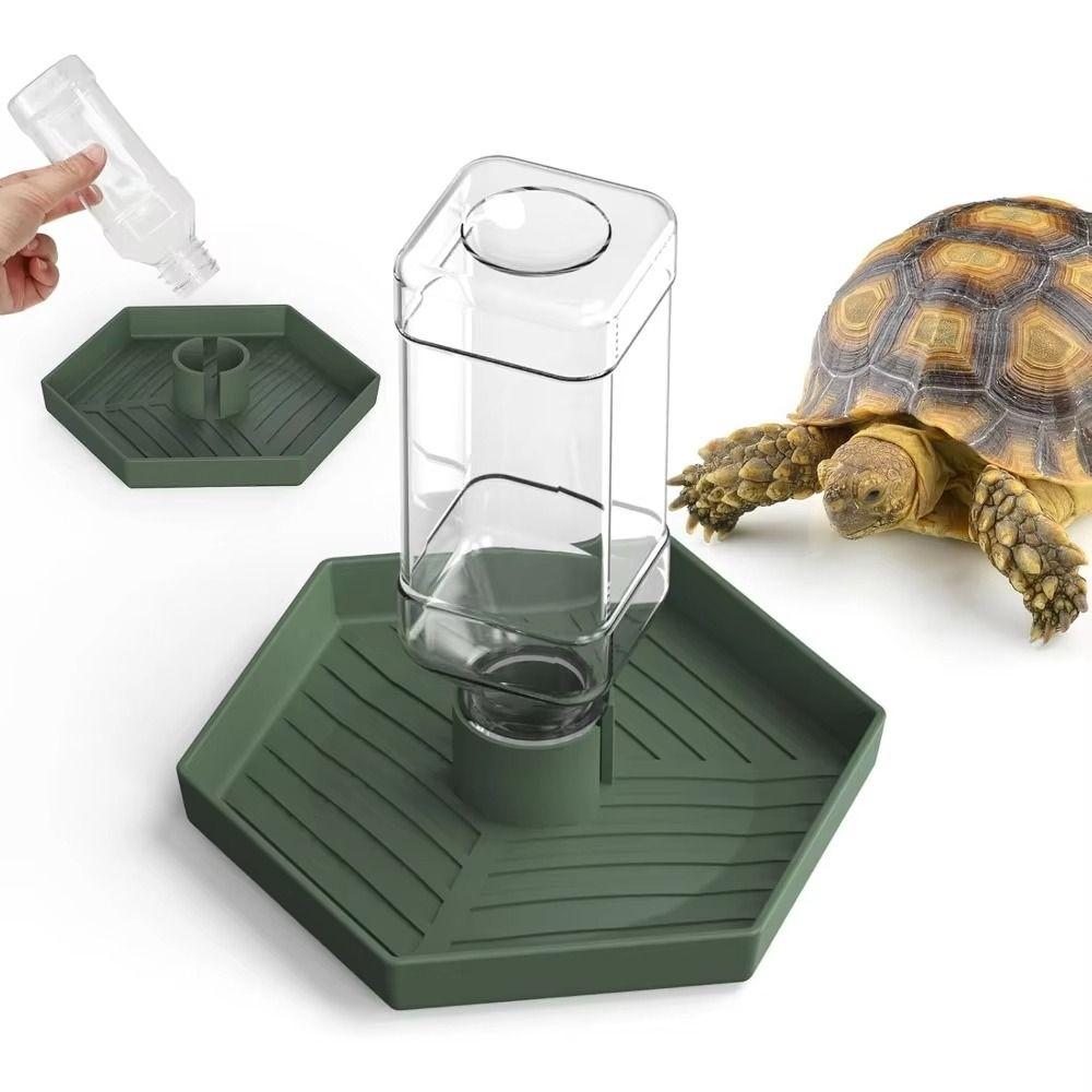 Stable Turtle Water Bowl Anti-slip Automatic Water Dispenser Lizard Food Feeder for Amphibians
