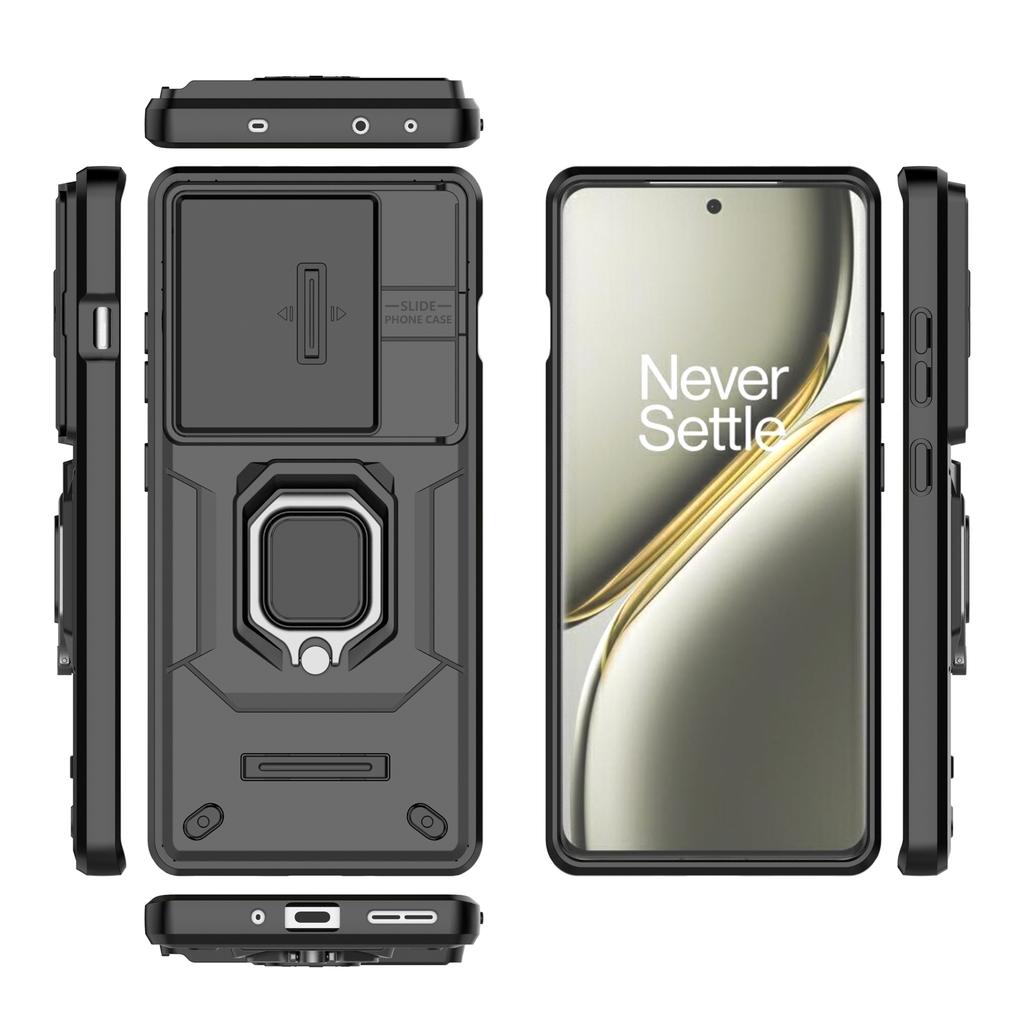For OnePlus Ace 3 Pro 5G Case PC+TPU Ring Kickstand Phone Protector with Lens Cover
