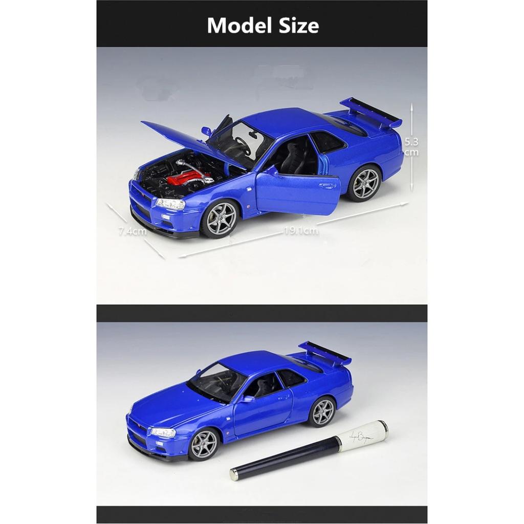 Welly 1/24 Nissan Skyline GTR R34 Сплав Модель Спортивного Автомобиля Литые Металлические Гоночные Автомобили Транспортные Средства Модель Симуляция Детские Игрушки Подарок