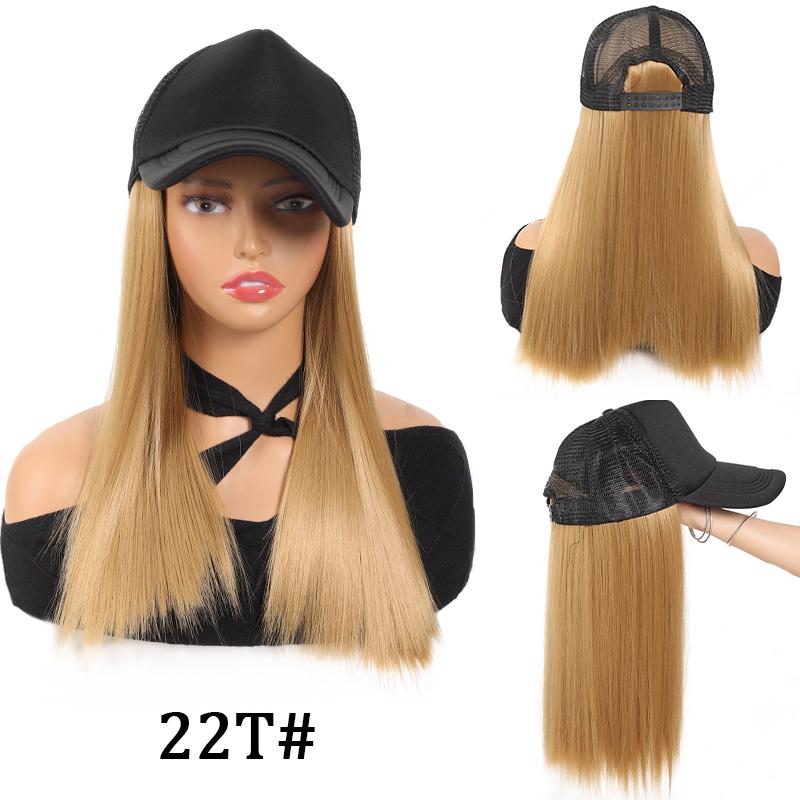 Парик из губчатой ​​шляпы с черным утиным языком, длинные прямые волосы, женский синтетический парик регулируемого размера, легко носить, подходит для ежедневного использования