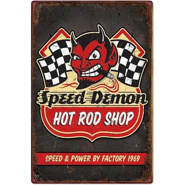 Винтажная пинап-девушка Горячие хот-роды Гараж Полный сервис Маршрут Автомеханики Металлическая жестяная табличка для деревенского настенного декора Ретро-постер П