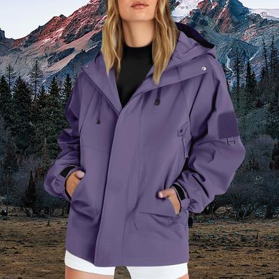 Женский однотонный худи с длинным рукавом для улицы, ветрозащитная и водонепроницаемая тонкая куртка